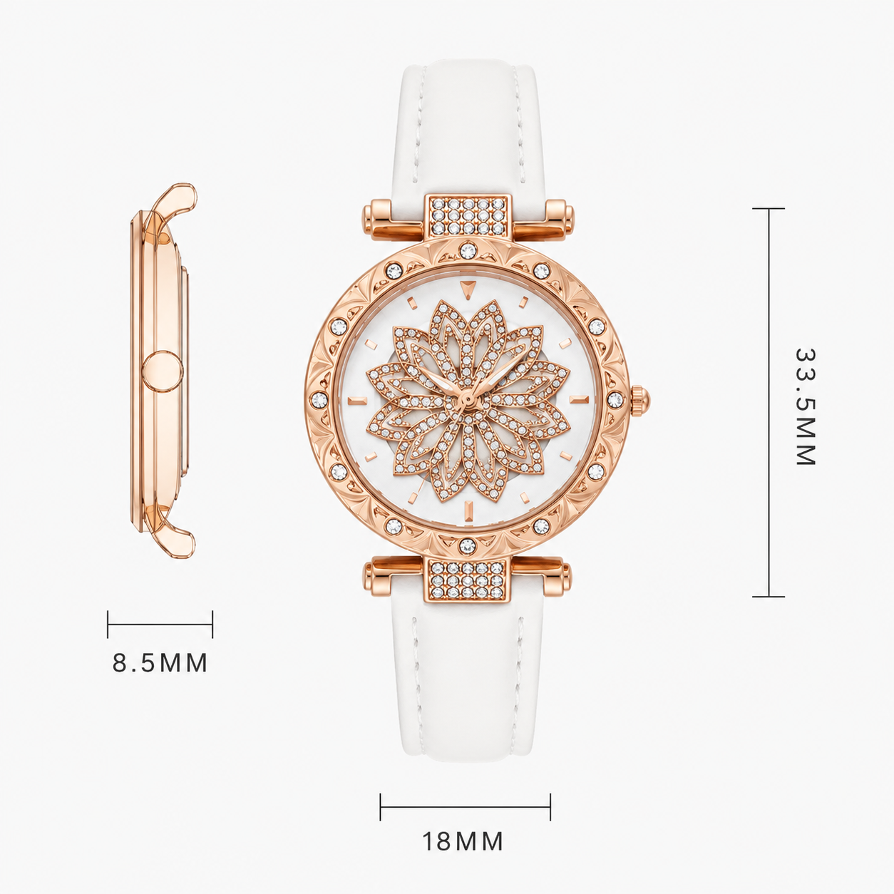 Candy Crystal Quartz dameur mit læderrem