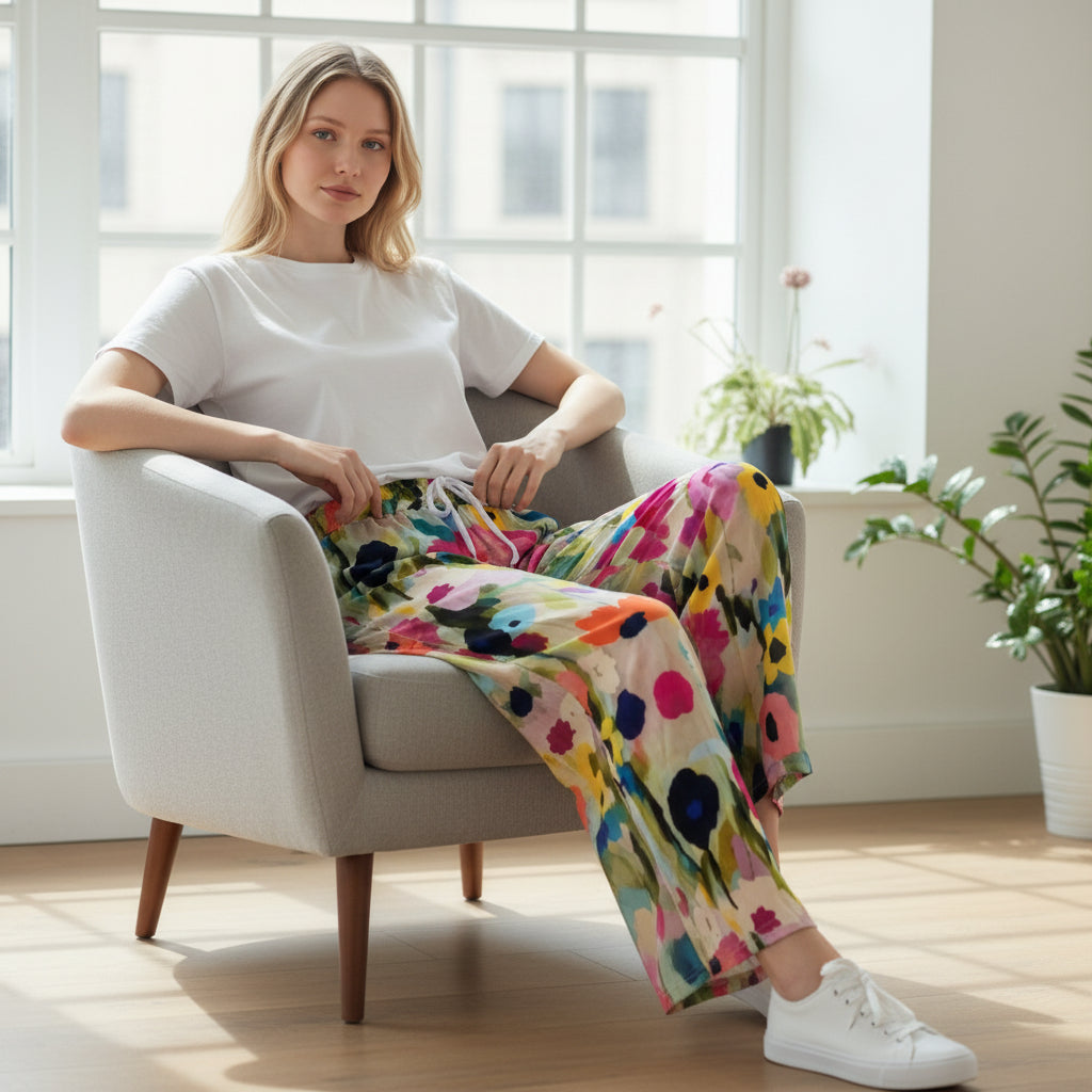 Carlijn | Lebendige Blumenprint-Hose mit bequemen Taschen für einen fröhlichen Look