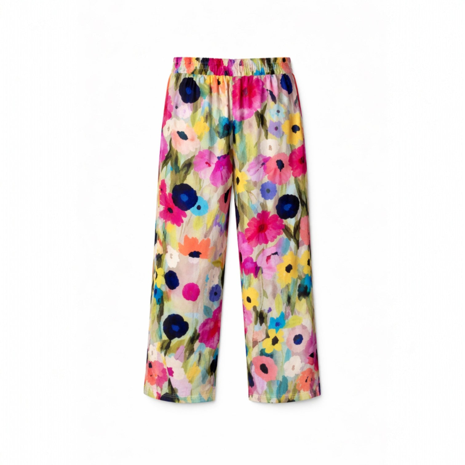 Lebendige Blumenprint-Hose mit bequemen Taschen für einen fröhlichen Look