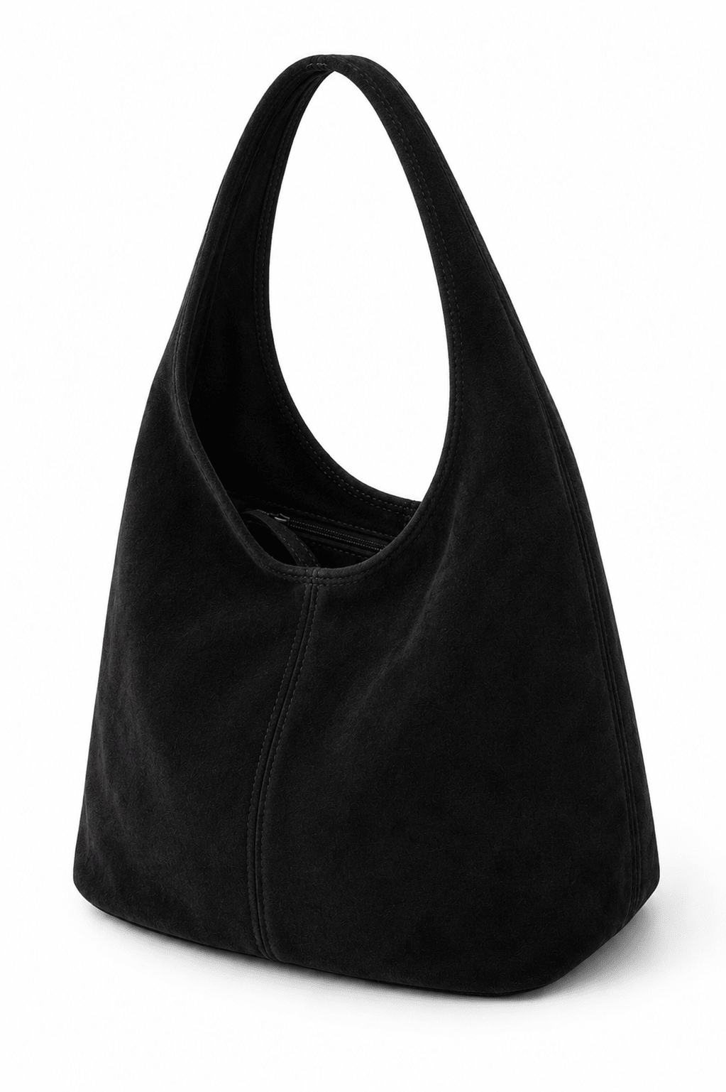 Wildleder-Shopper-Tasche mit Reissverschluss