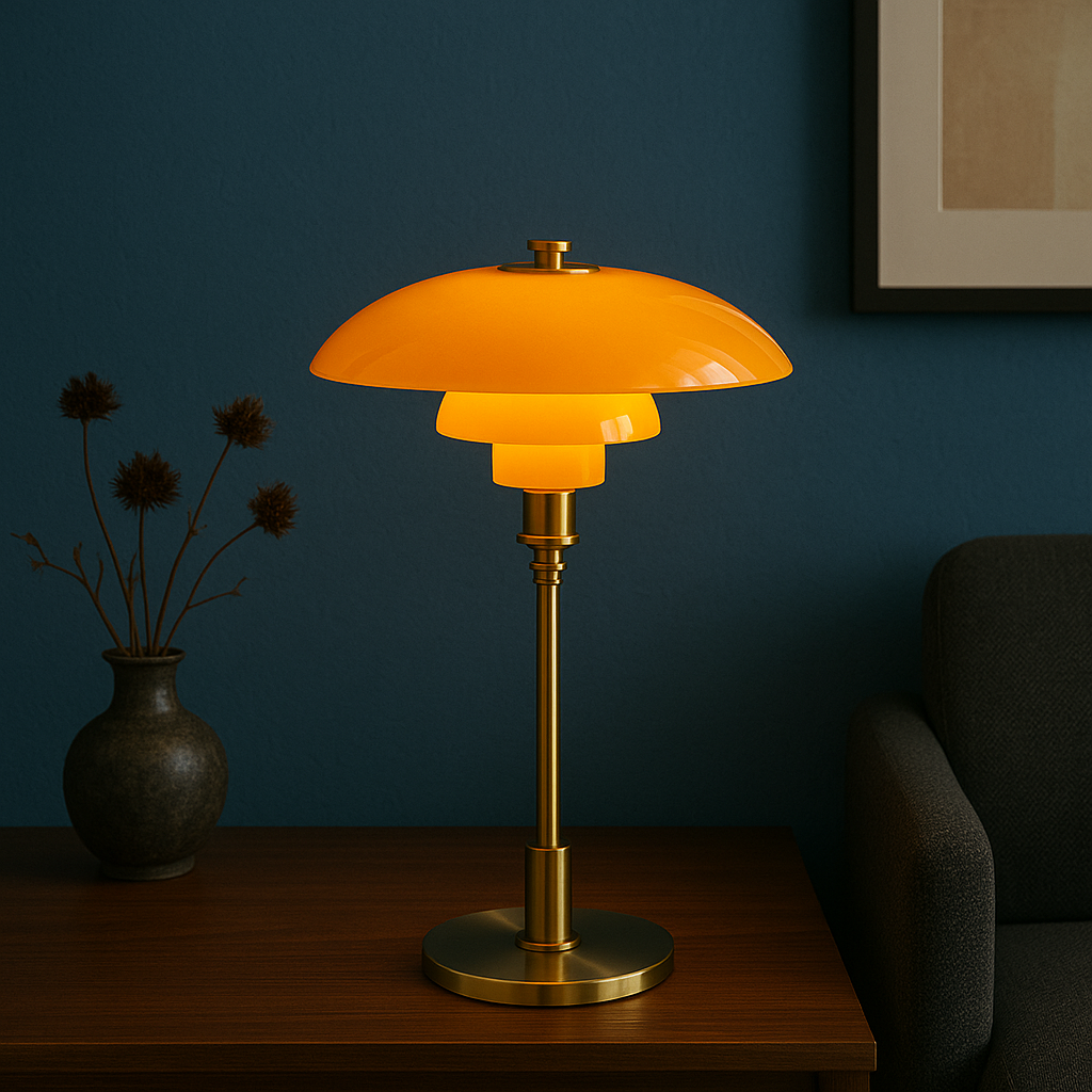 Moderne Dänische Designer-Tischlampe - Geschichteter Schirm, LED