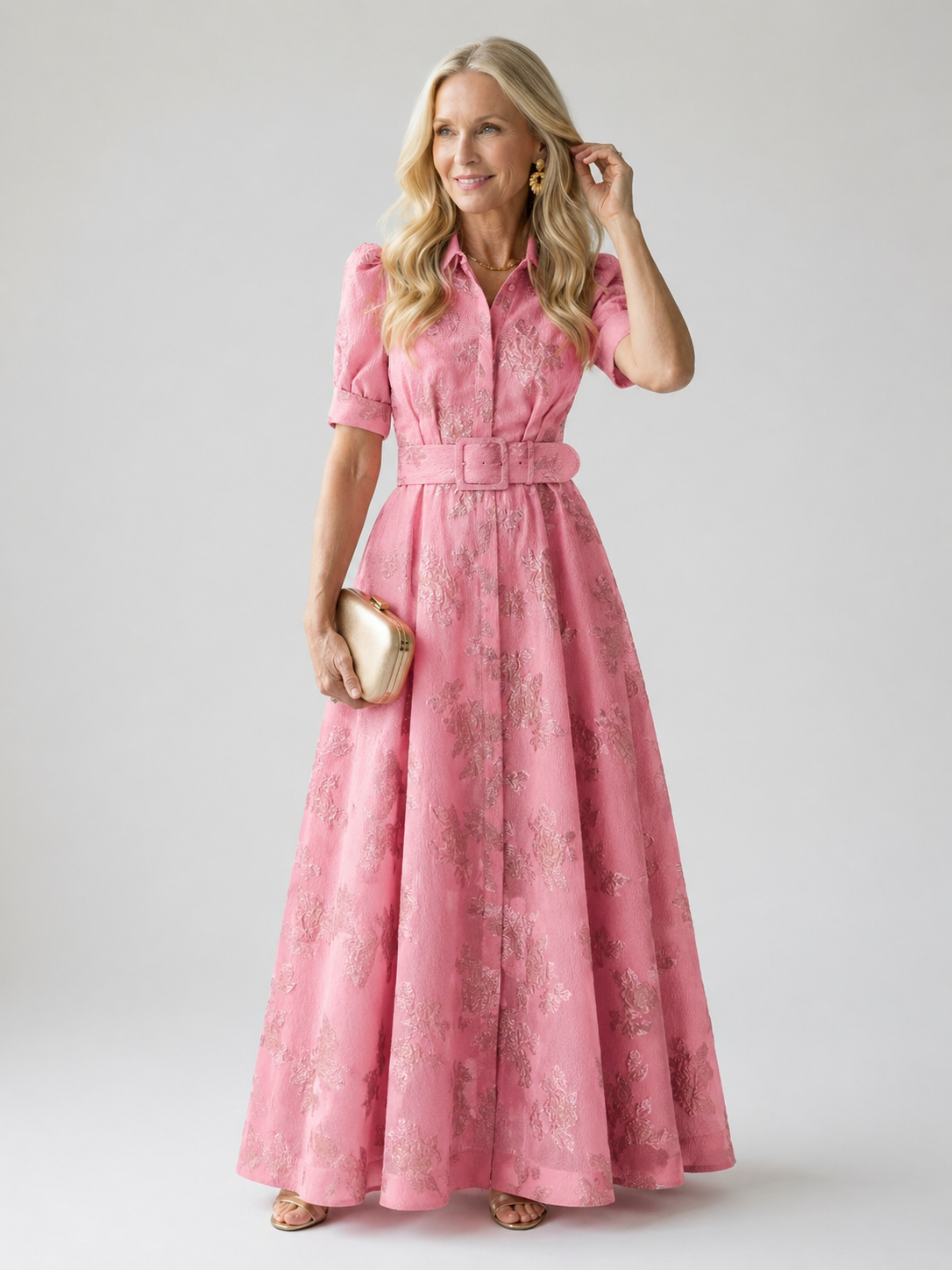 Lina & Emma™ | Geblümtes Maxikleid mit Gürtel