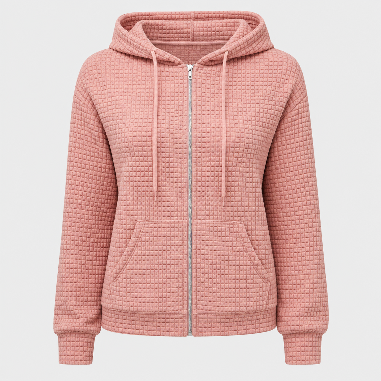 AW - Womens - Hoodie : Dames hoodie met rits, trekkoord en zakken - Comfortabel in Roze