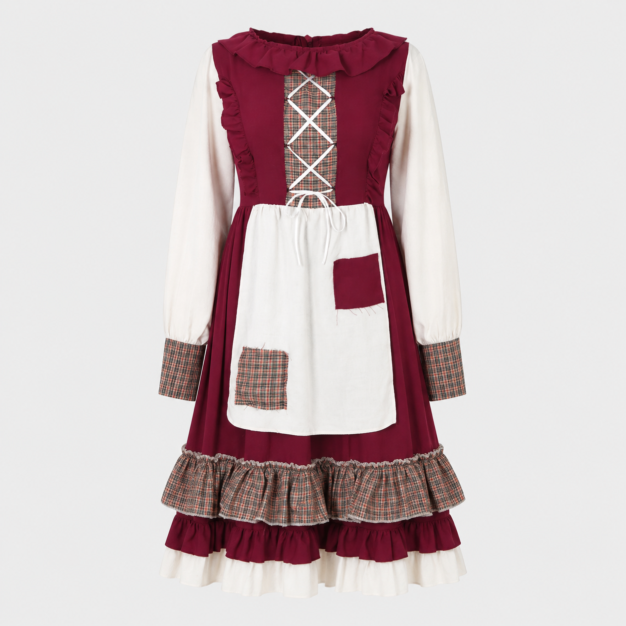 Gifts – Seasonal – Oktoberfest : Dames dirndl jurk - Rood geborduurd, klassieke A-lijn in Rood