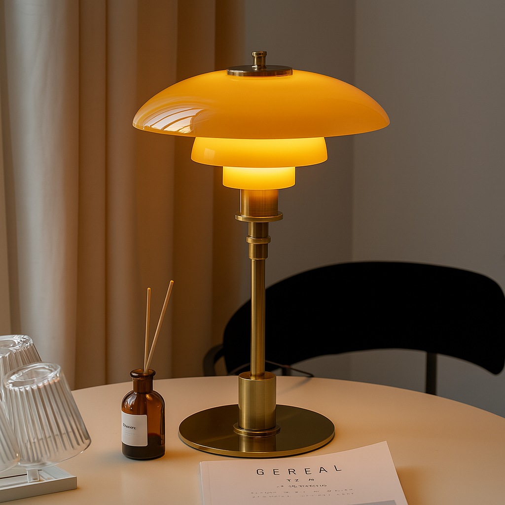 Moderne Dänische Designer-Tischlampe - Geschichteter Schirm, LED