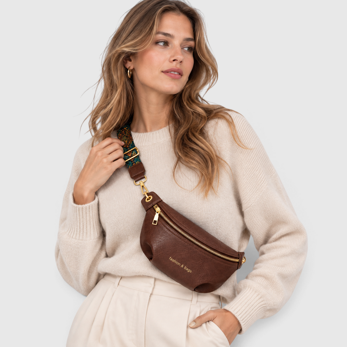 Trendige PU-Leder Gürteltasche mit breitem Riemen – Ideal für den Alltag