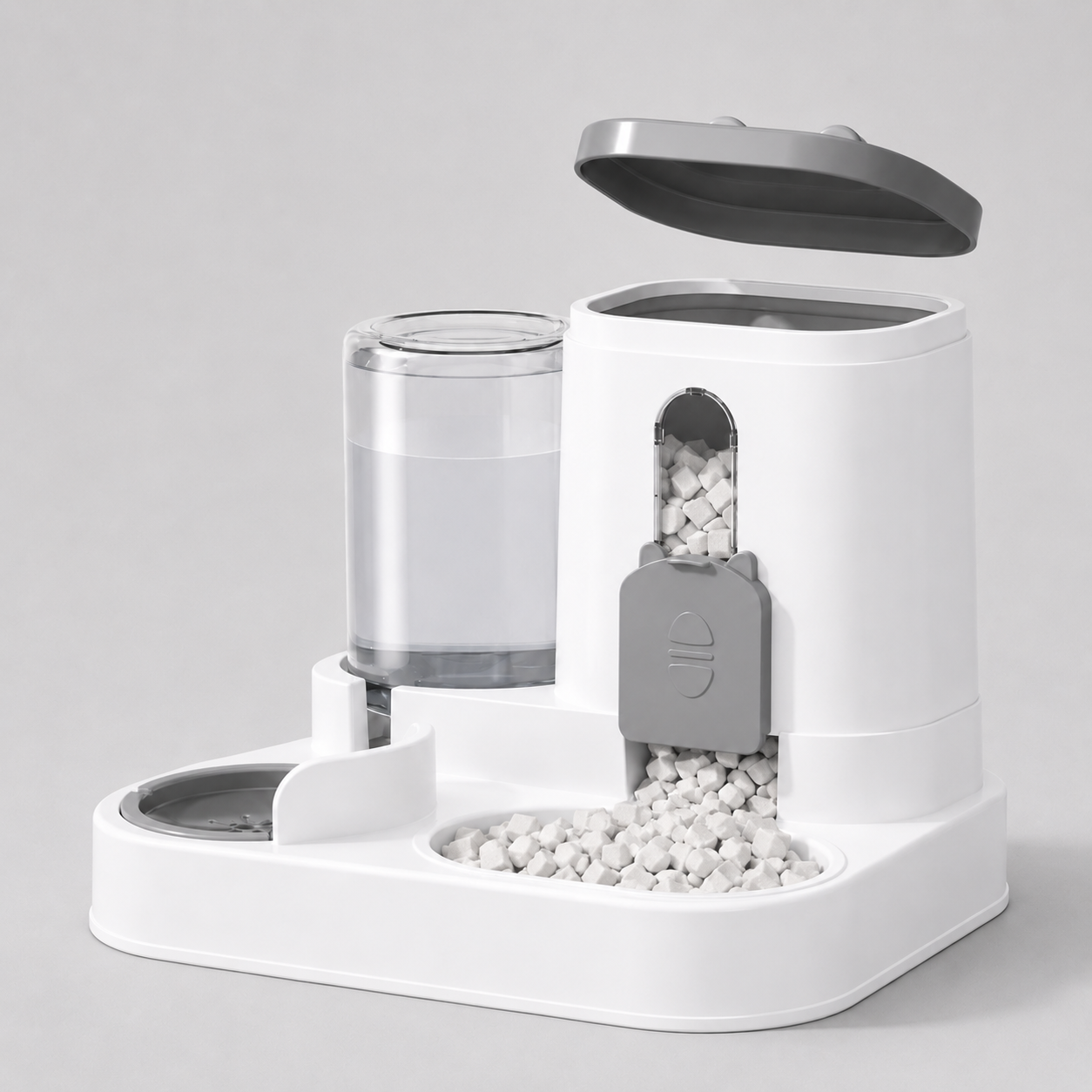 Automatischer Katzenfutterautomat mit Wasserreservoir - 2-in-1 Futter- und Trinknapf, 1,6 L