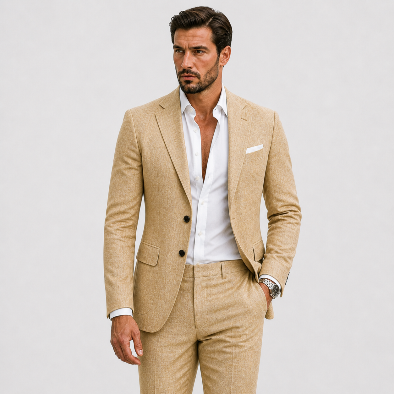 Herre Linnedjakkesæt Slim-Fit - Sommerlig Elegance - - Suits
