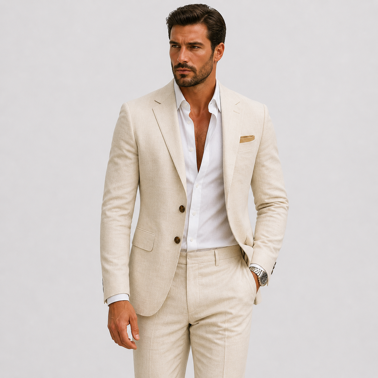 Herre Linnedjakkesæt Slim-Fit - Sommerlig Elegance - - Suits