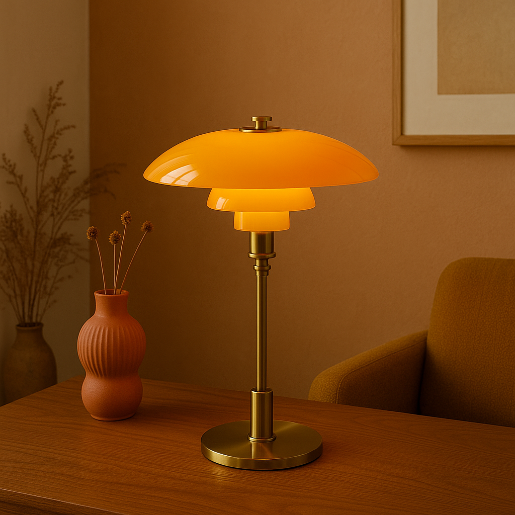 Moderne Dänische Designer-Tischlampe - Geschichteter Schirm, LED