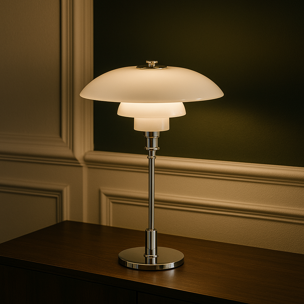Moderne Dänische Designer-Tischlampe - Geschichteter Schirm, LED