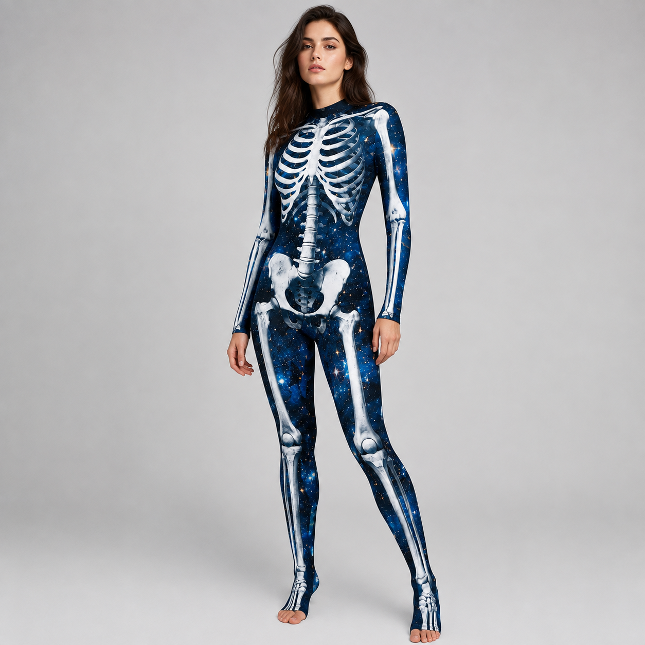 Gifts – Seasonal – Halloween : Skelet Jumpsuit Halloween Kostuum voor Volwassenen – Lange Mouwen in