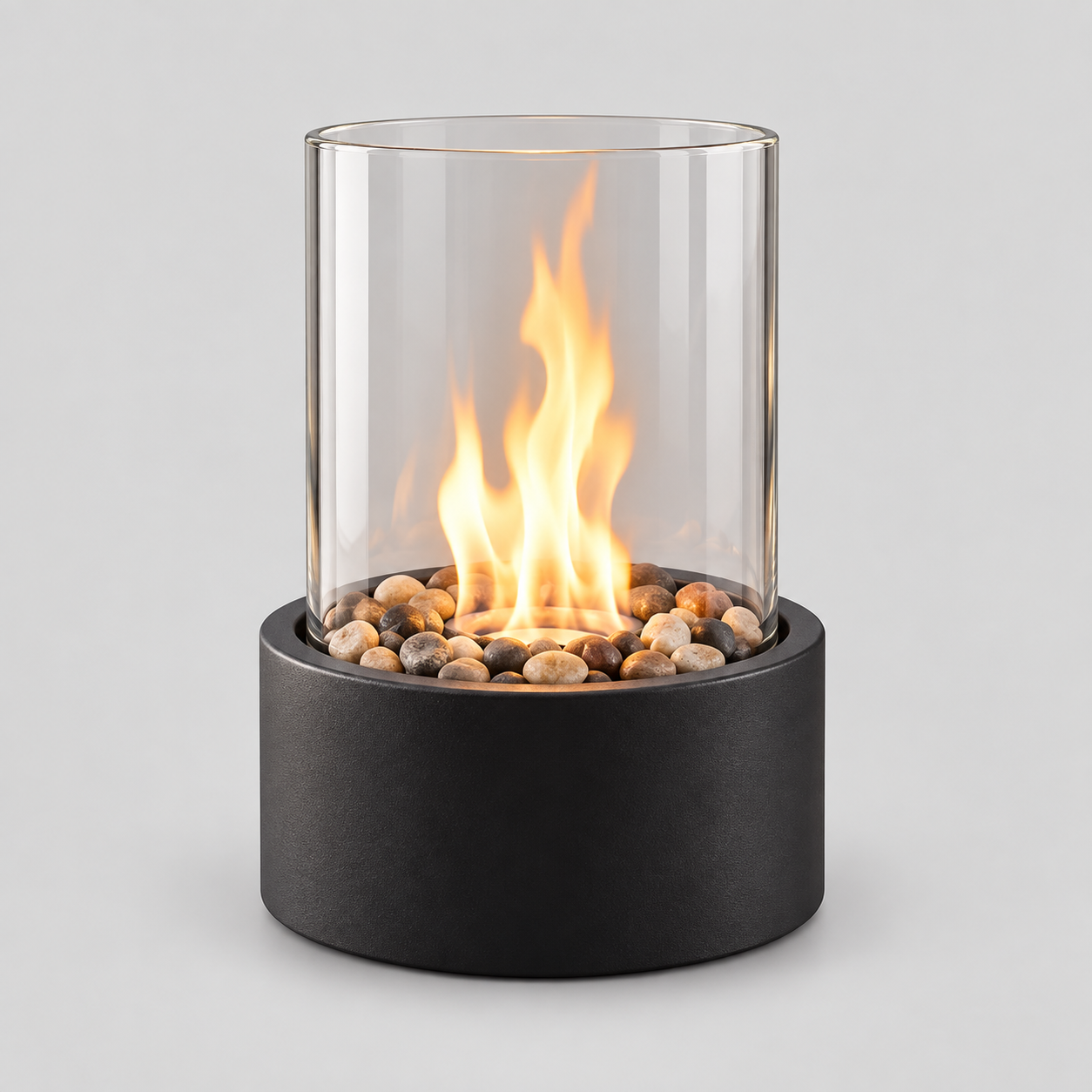 Tischleuchte Flammeneffekt Kabellos Schwarz für Terrasse & Garten