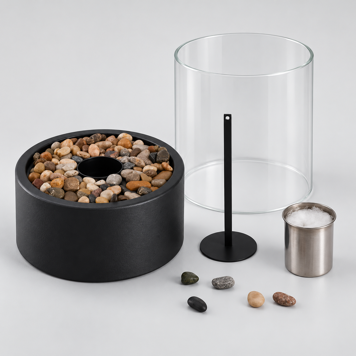 Tischleuchte Flammeneffekt Kabellos Schwarz für Terrasse & Garten