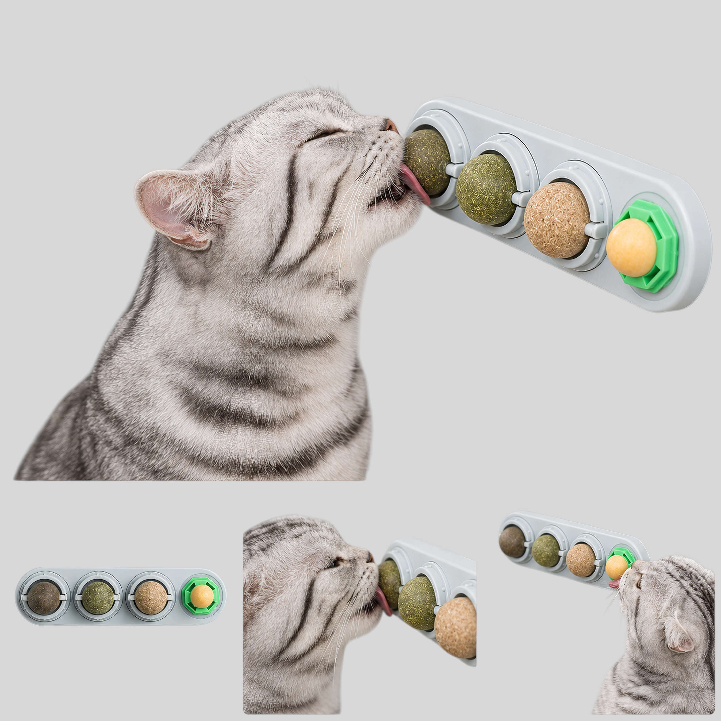 Katzenspielzeug interaktiv - Drehbare Bälle mit Katzenminze