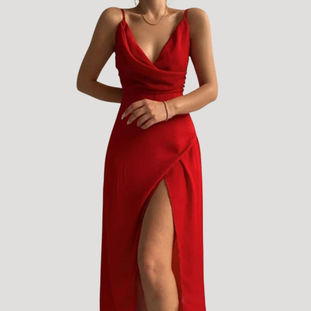 Damen Maxikleid mit Schlitz - Abendkleid für Hochzeitsgäste