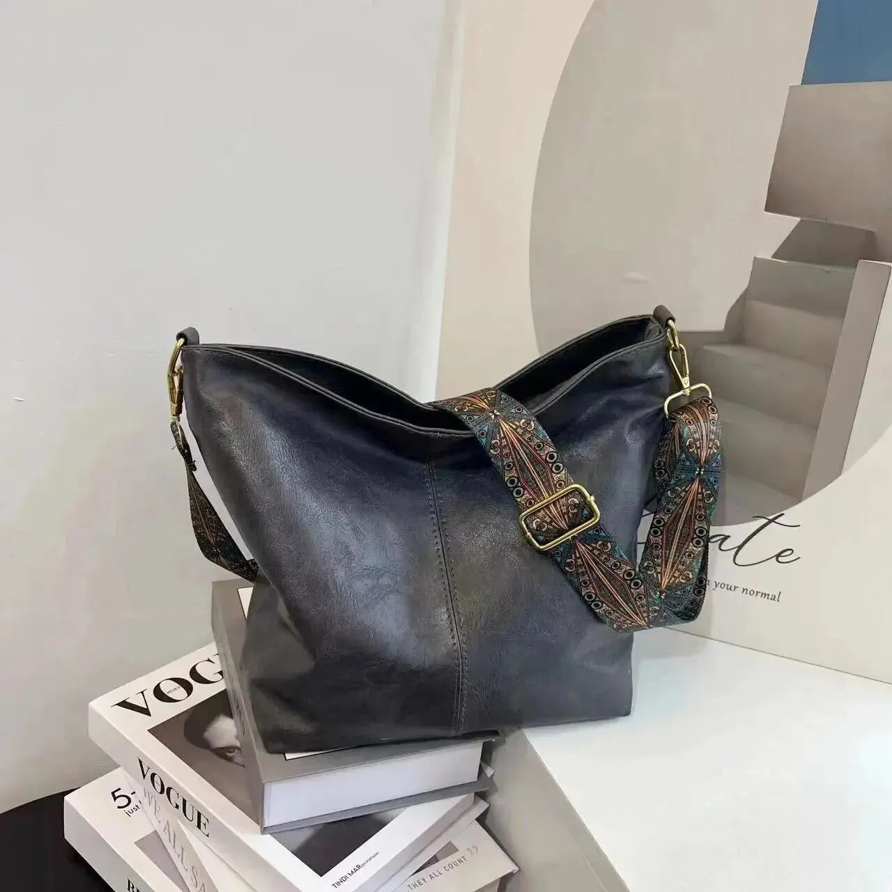KRISTI - Damen Vintage Skuldertaske mit Lynlås