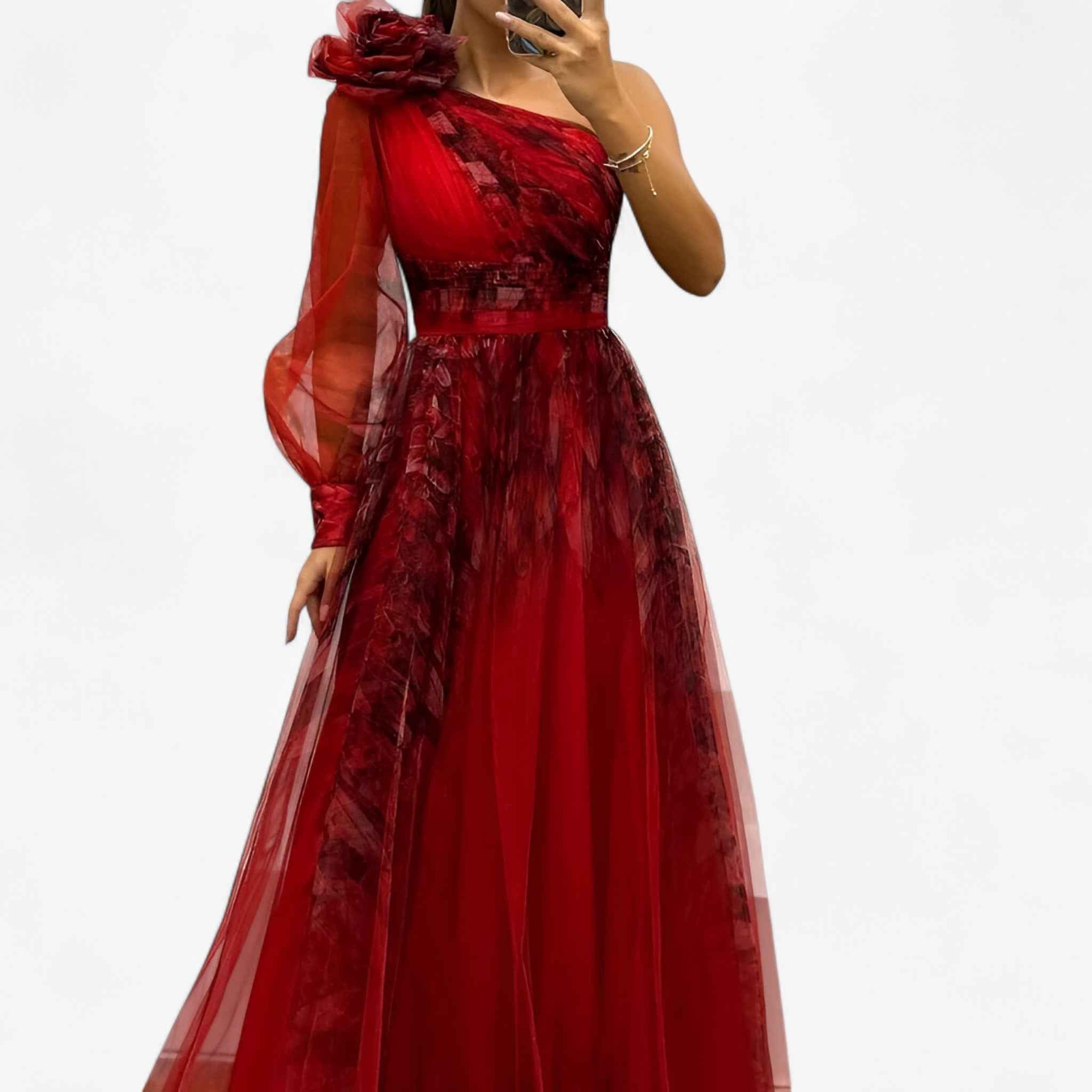 Alma | Damen Asymmetrisches Maxikleid für Feste