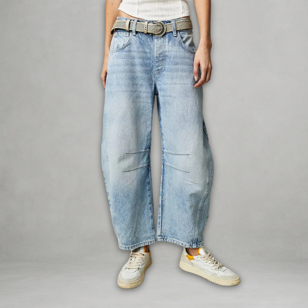 Damen Baggy Jeans Weites Bein Modisch