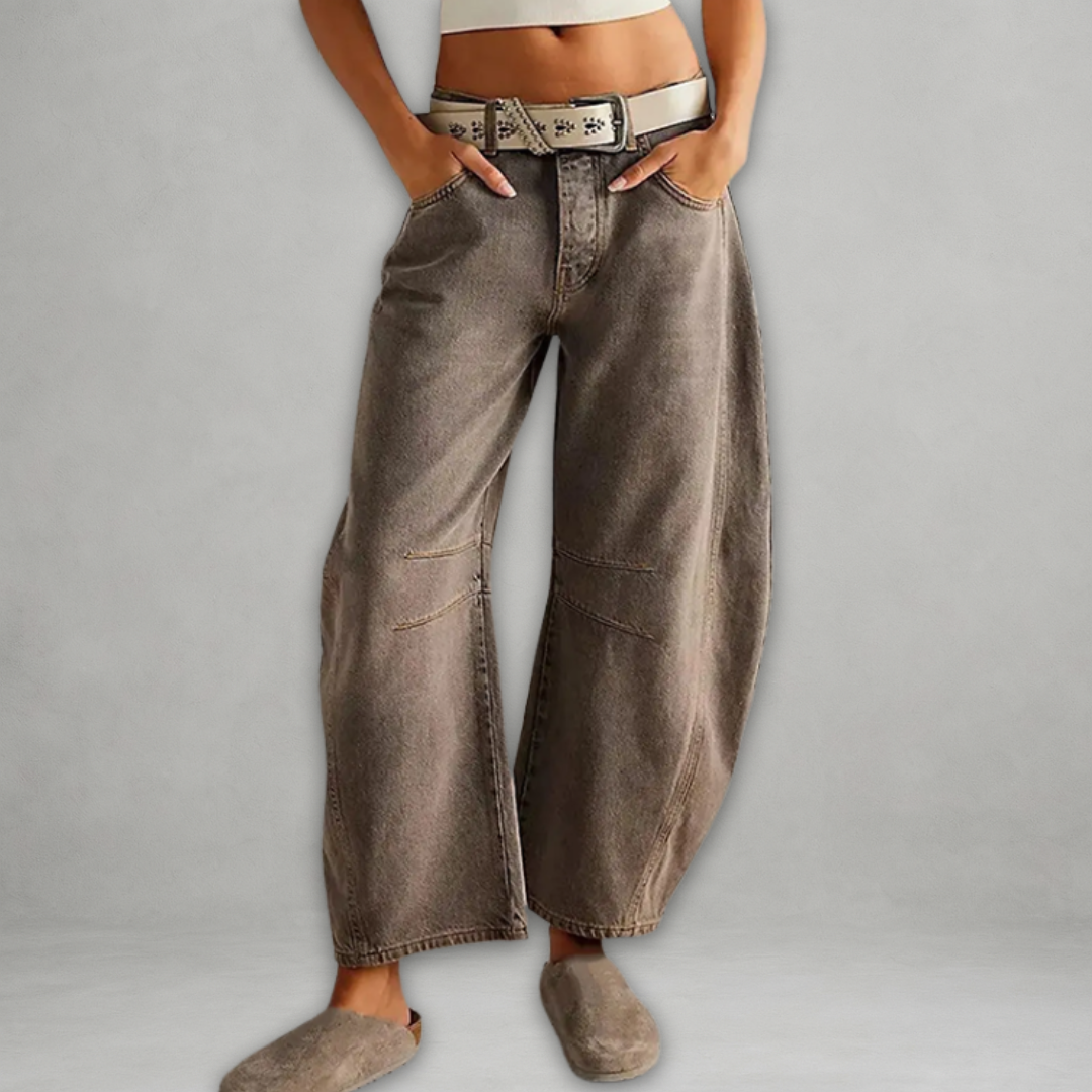 Damen Baggy Jeans Weites Bein Modisch