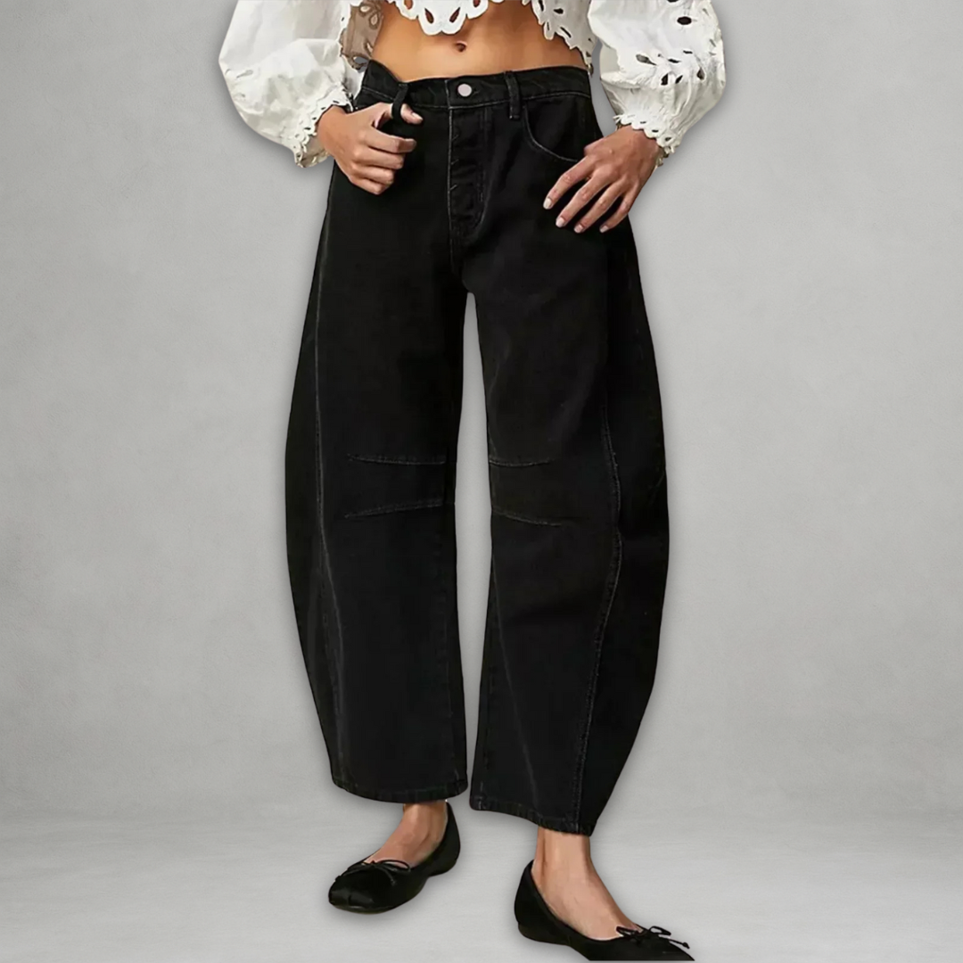 Damen Baggy Jeans Weites Bein Modisch