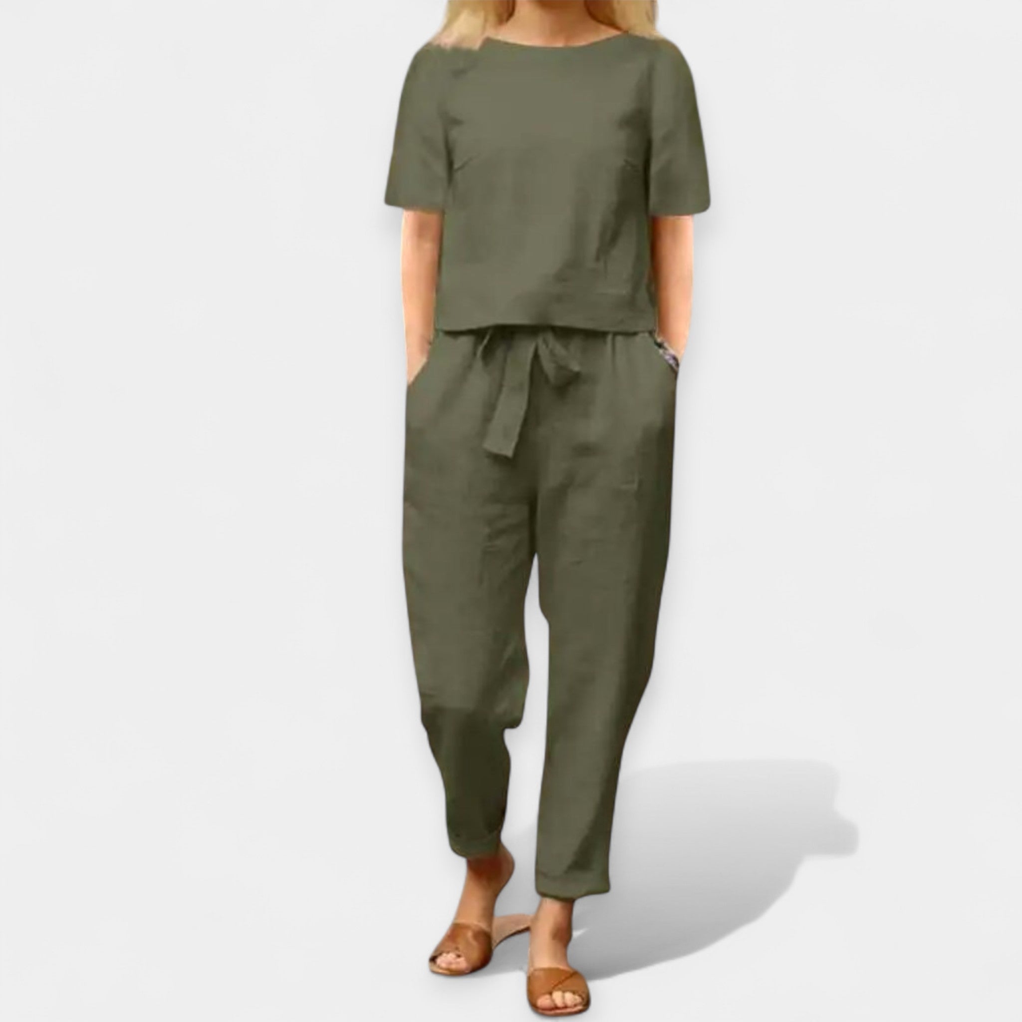 Damen Bequemes Zweifarbiges Set