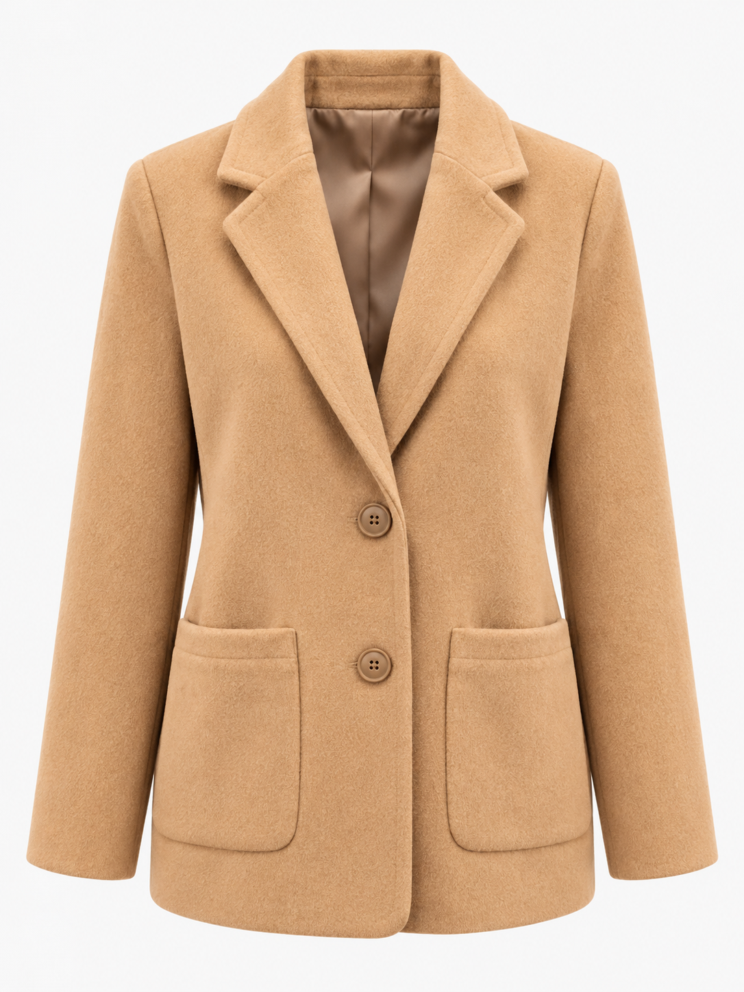 Damen Blazermantel aus Polyester mit Reverskragen, Knopfleiste und Taschen