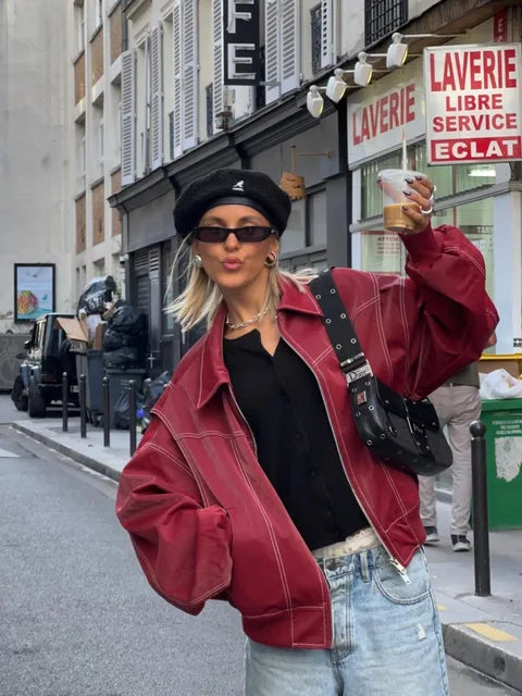 Damen Elegante Jacke in Weinrot 5