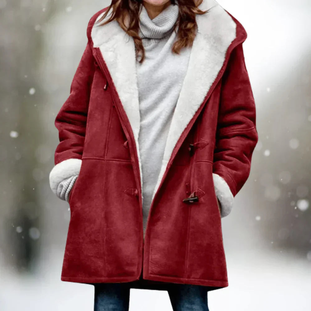 Damen Fleecejacke mit Halblanger Kapuze 2