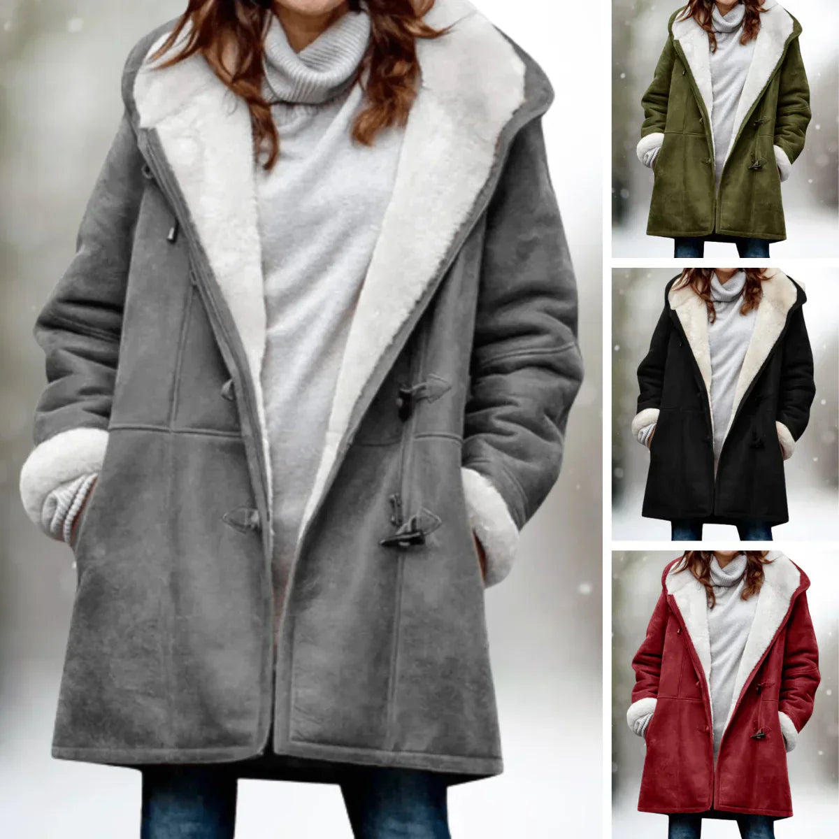 Damen Fleecejacke mit Halblanger Kapuze 4