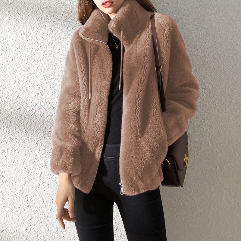 Damen Hochkragen Wolljacke für Komfort