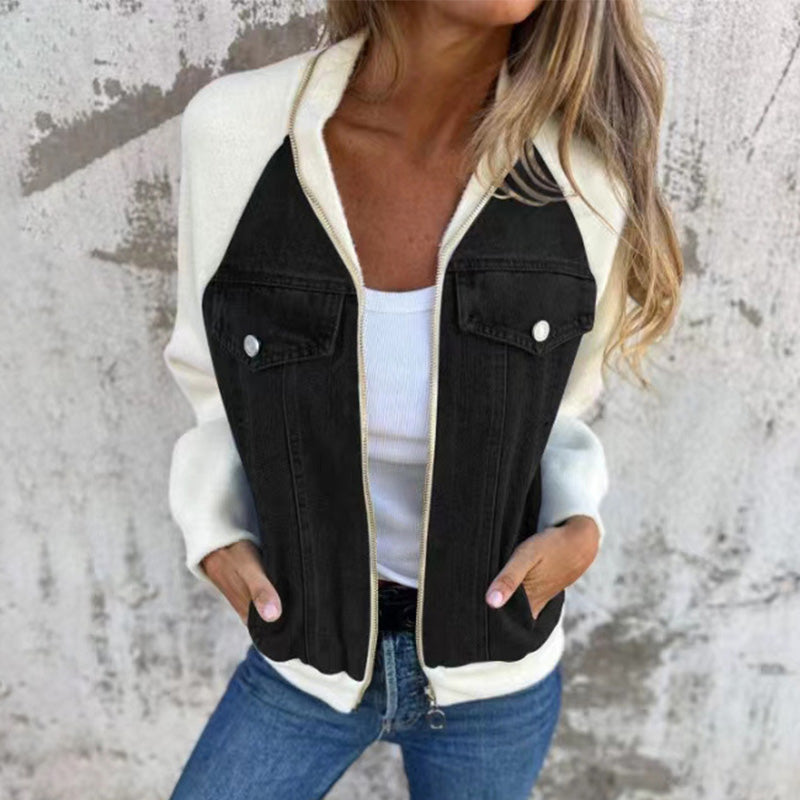 Damen Jeansjacke Schwarz mit Kreativem Design 2