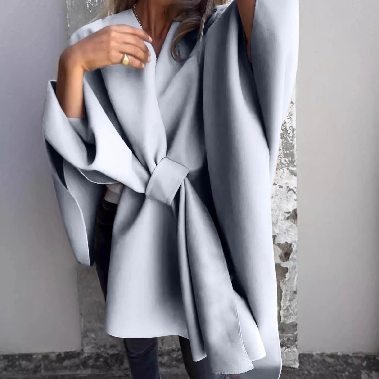 Damen Lange Strickjacke mit Batwing-Ärmeln 5