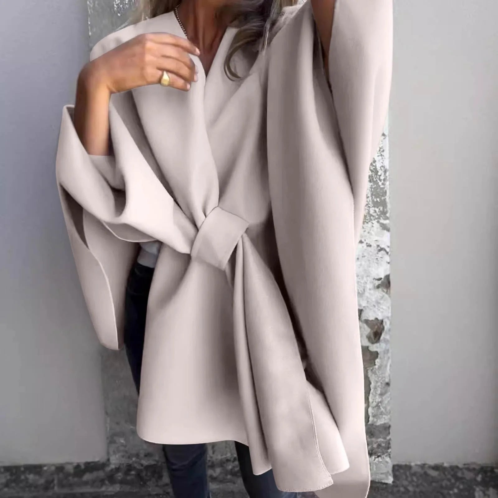 Damen Lange Strickjacke mit Batwing-Ärmeln 7