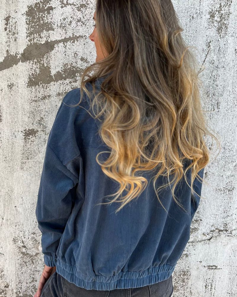 Damen Leichte Corduroy Jacke mit Kapuze 3