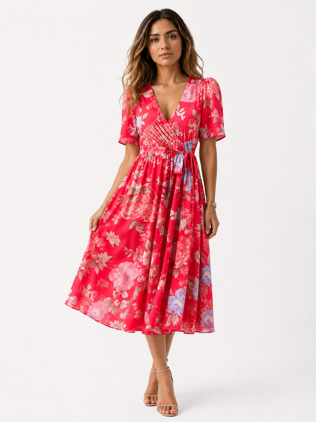 Abito casual con scollo a V da donna
