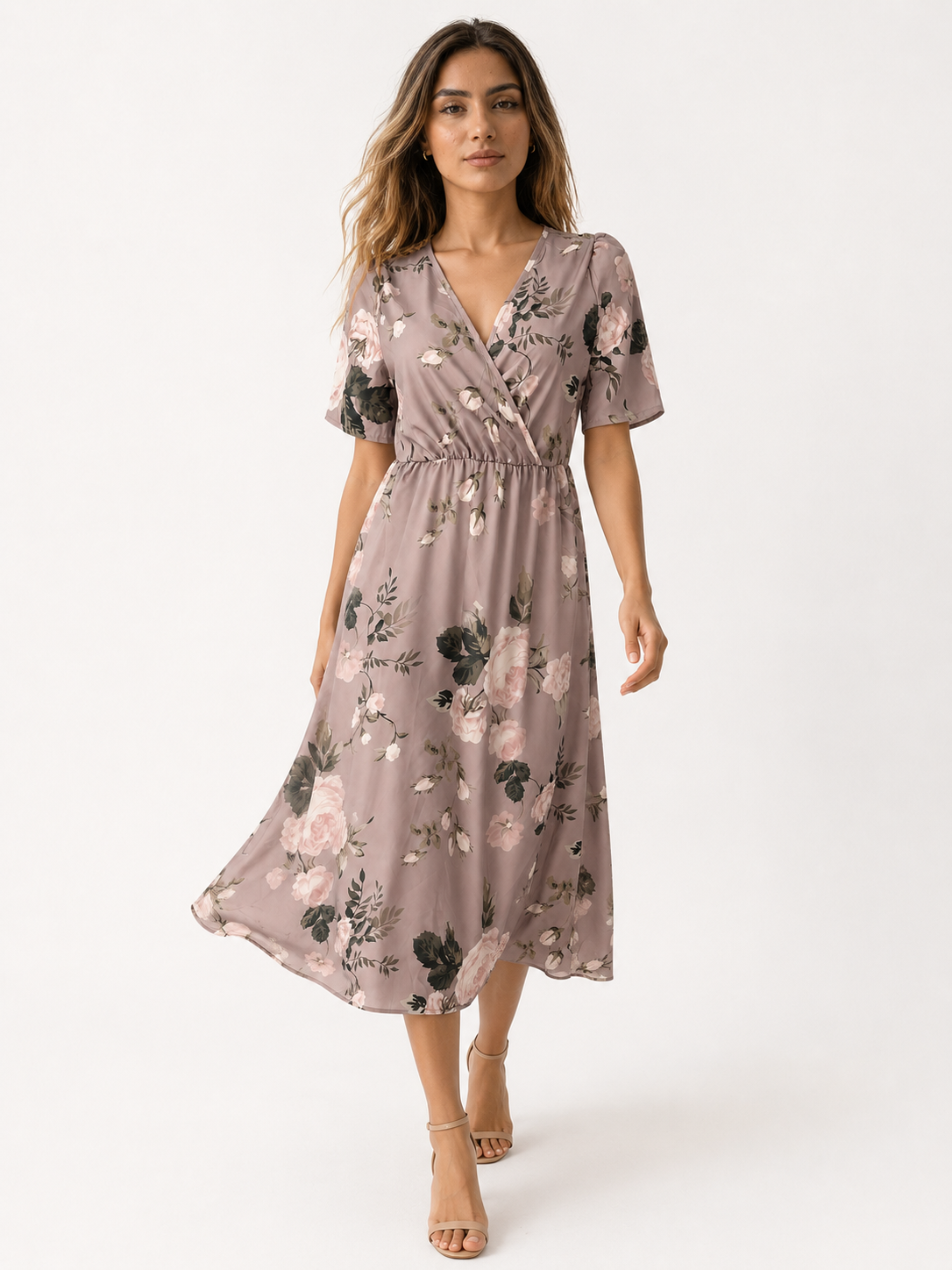 Abito casual con scollo a V da donna