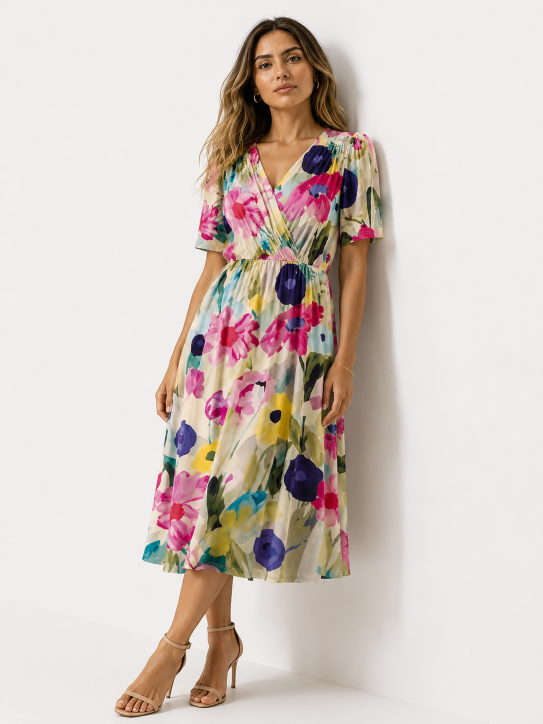 Abito casual con scollo a V da donna