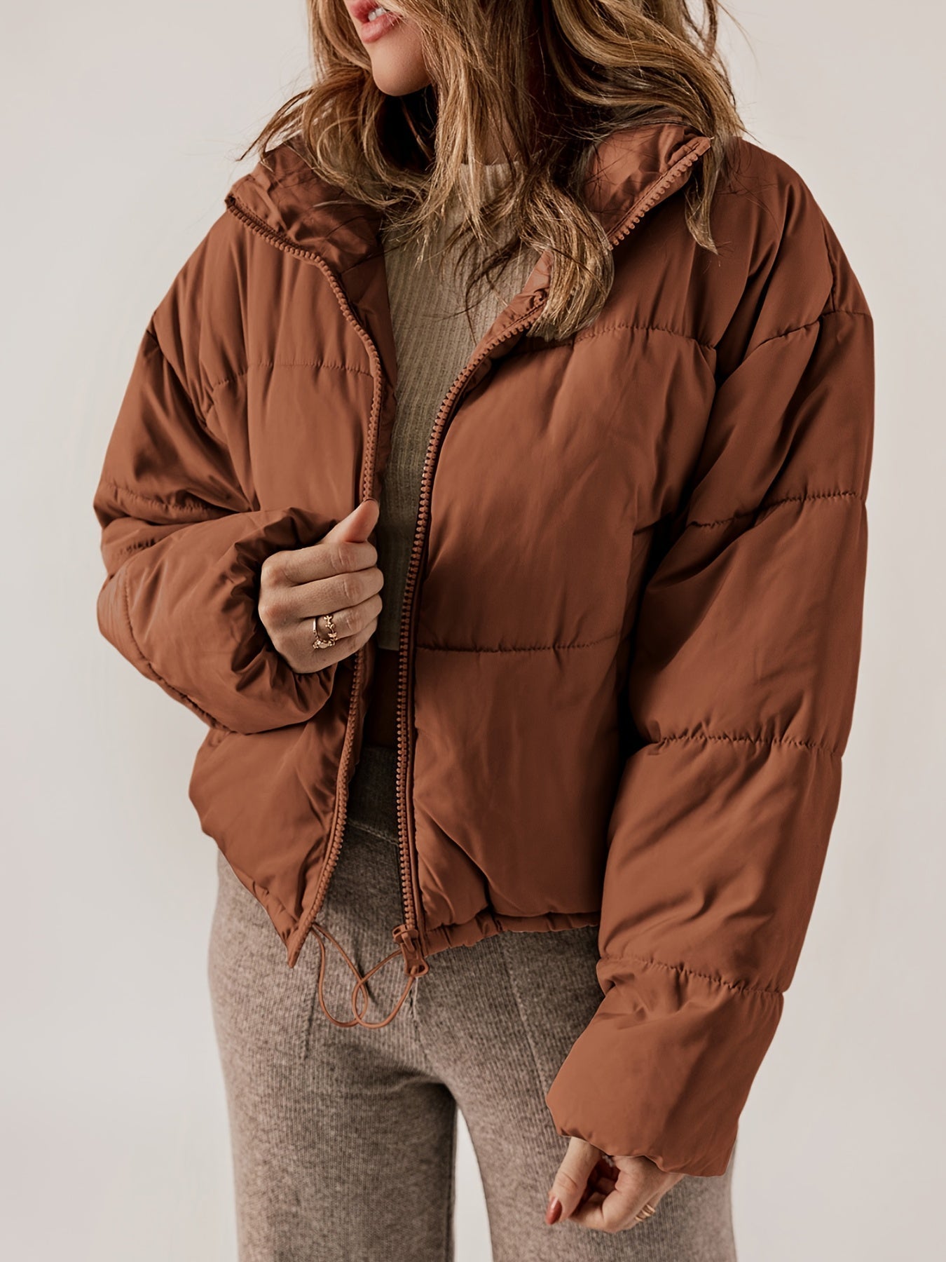 Damen Steppjacke Mit Reißverschluss Elegant 2