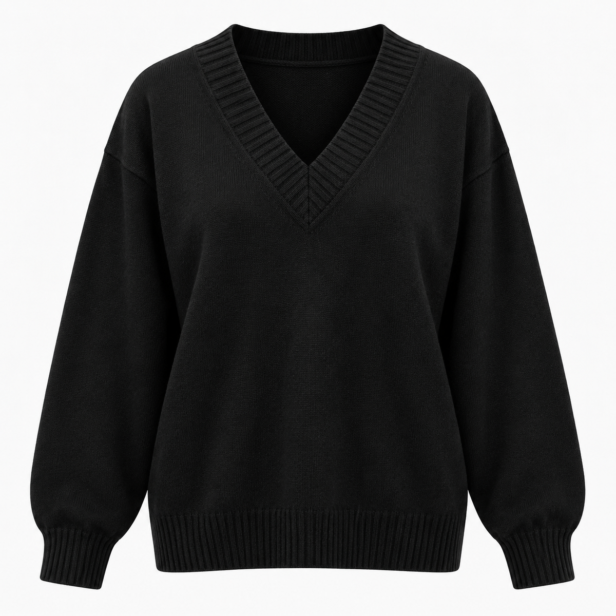 Damen Strickpullover mit V-Ausschnitt und langen Ärmeln