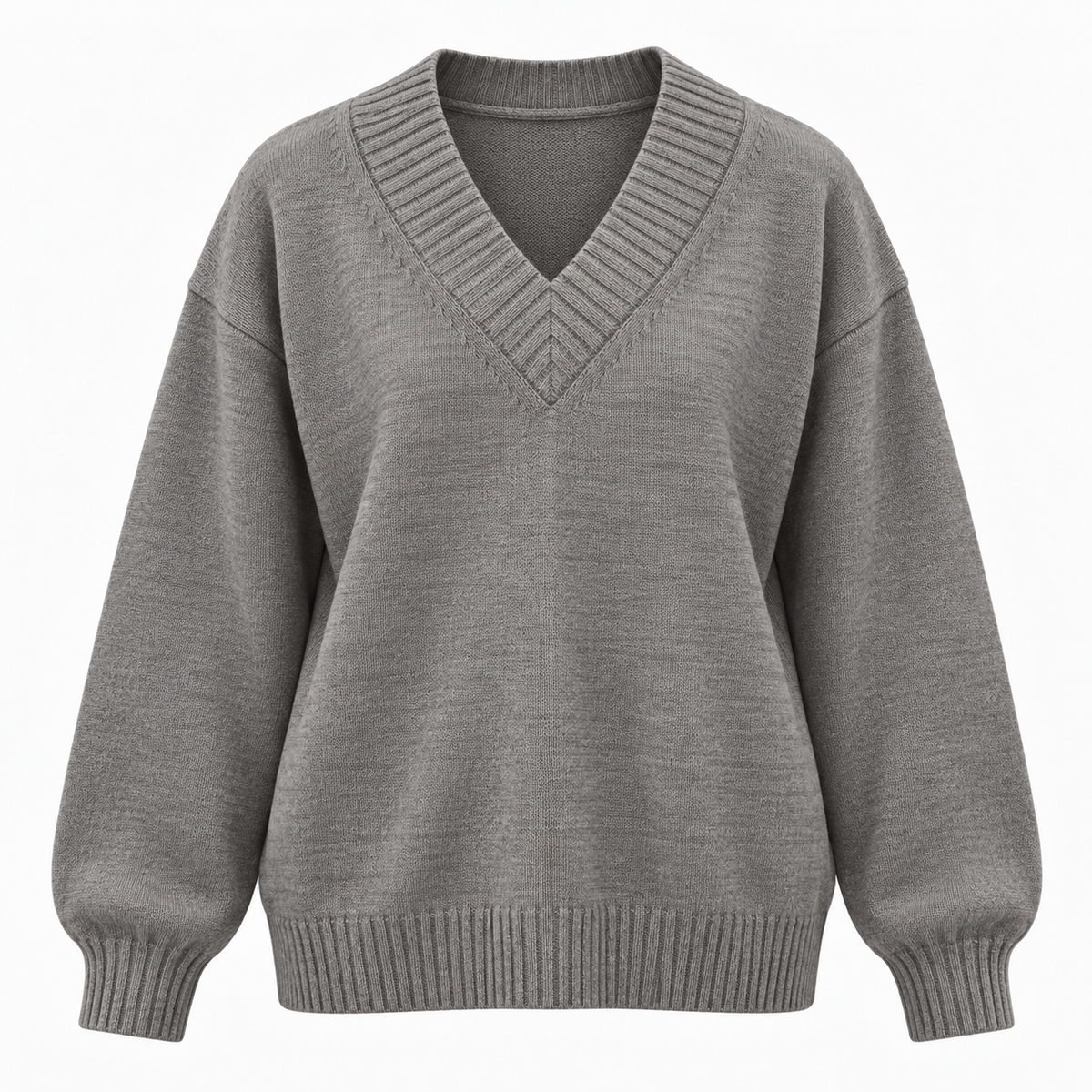 Damen Strickpullover mit V-Ausschnitt und langen Ärmeln