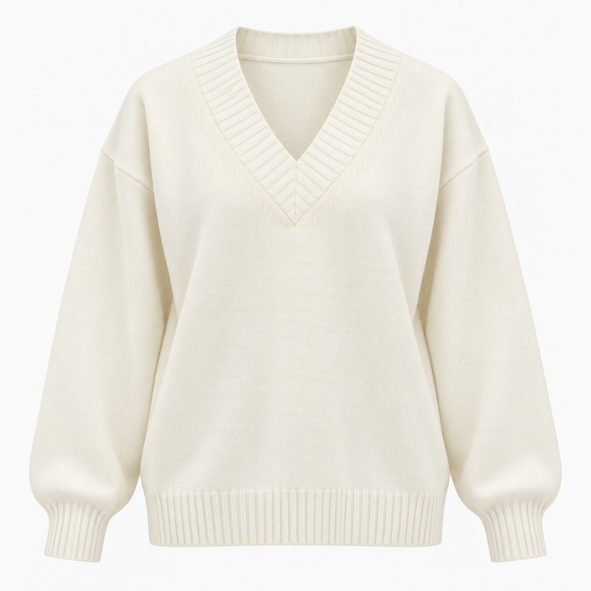 Damen Strickpullover mit V-Ausschnitt und langen Ärmeln