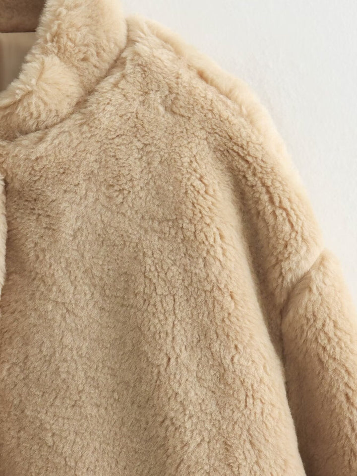 Damen Teddybär-Optik Jacke für Winter 2