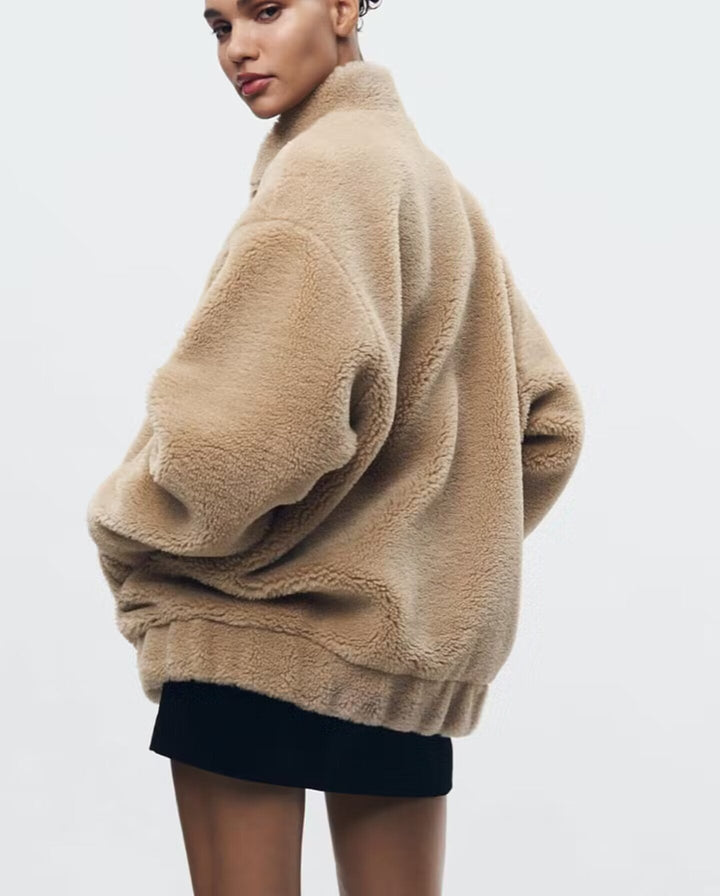 Damen Teddybär-Optik Jacke für Winter 3