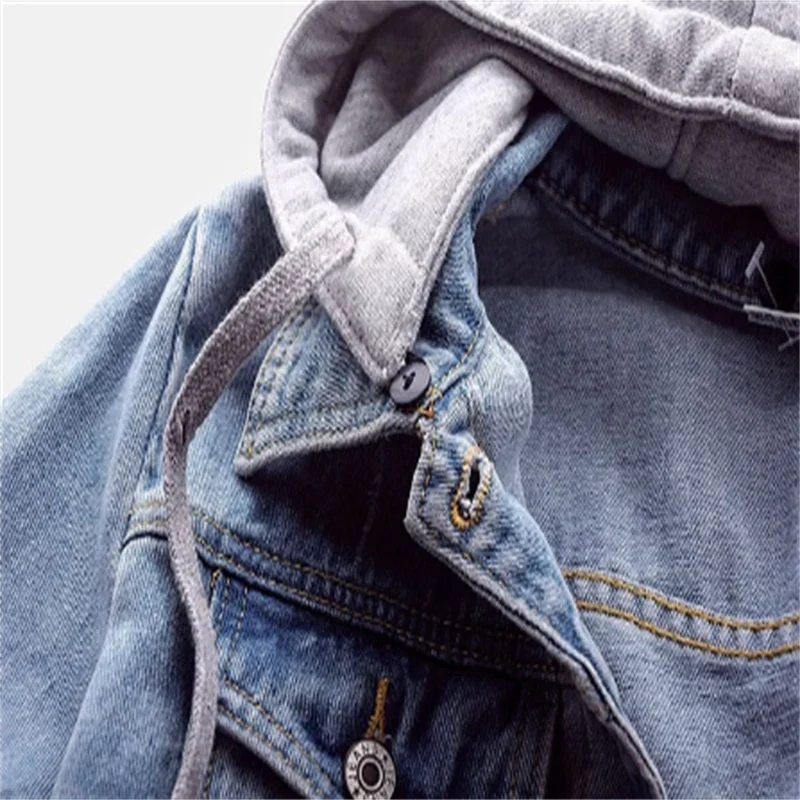 Damen Vielseitige Denim Jacke mit Kapuze 4
