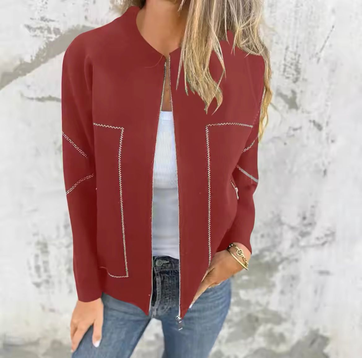 Damen Warme Jacke Mit Reißverschluss 4