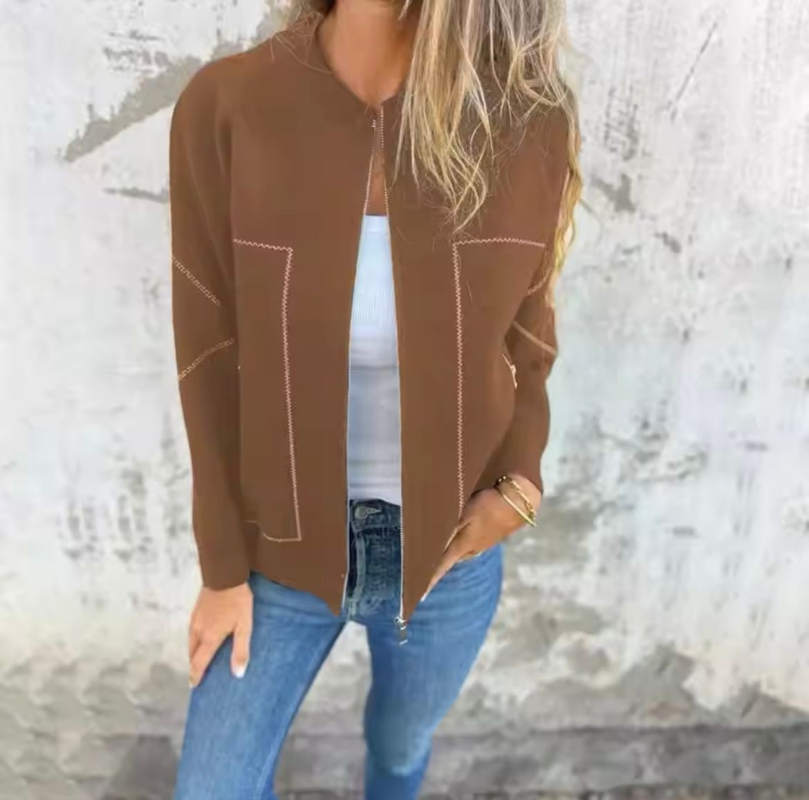 Damen Warme Jacke Mit Reißverschluss 5