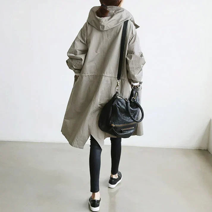 Damen Wasserabweisender Trenchcoat Schwarz