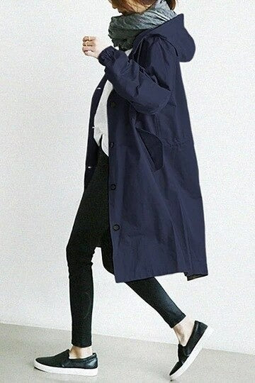 Damen Wasserabweisender Trenchcoat Schwarz