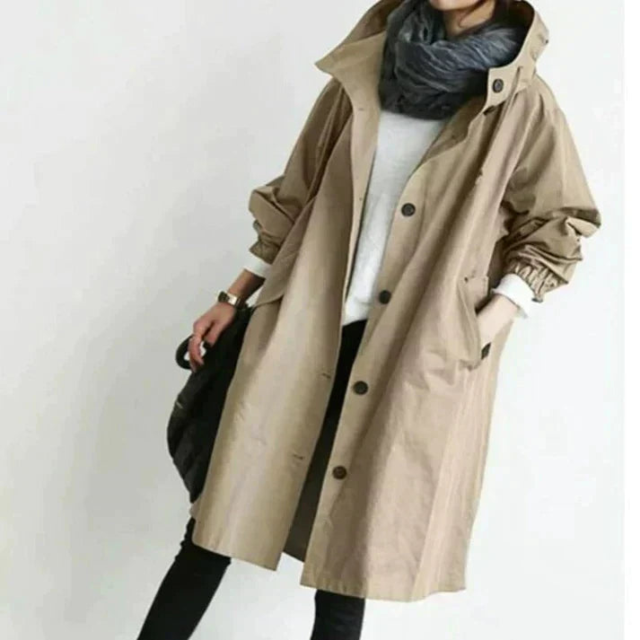 Damen Wasserabweisender Trenchcoat Schwarz